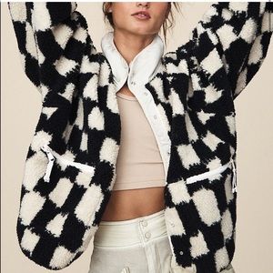 free people hit the slopes checkered fleece jacket